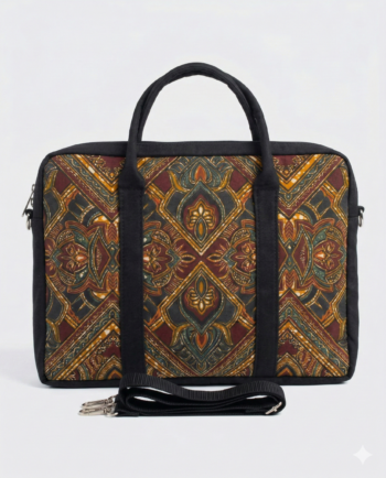Ankara wax print 15.6 inch work bag with dual handles and detachable shoulder strap