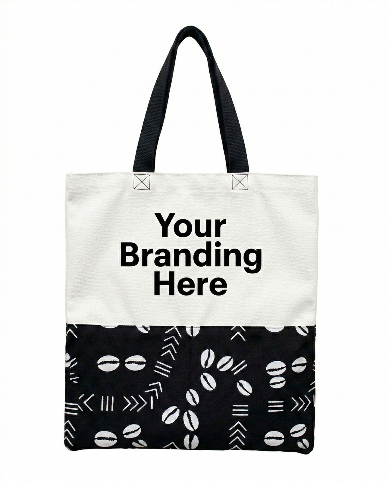 Custom branded African print canvas tote — wax print base with logo branding area. Teal, blue & black. Bulk orders for events & corporate gifting. - Image 3