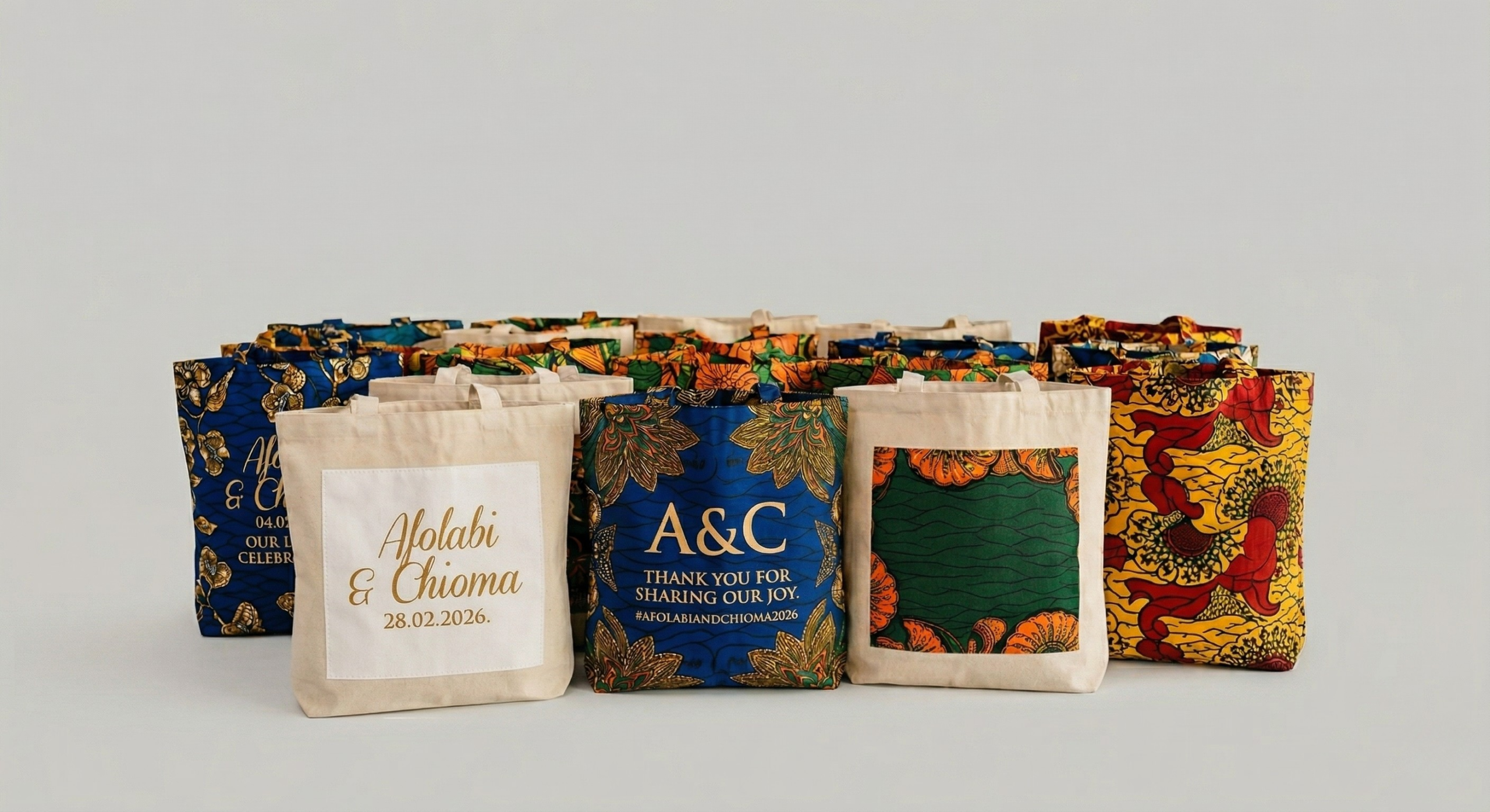 wedding souvenir ideas in nigeria- African Print Wedding Souvenir Tote Bags