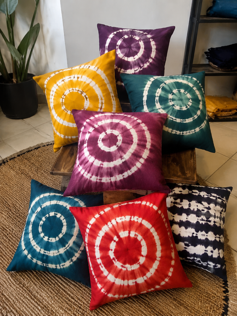 Cheap Wedding souvenirs in Nigeria- Custom Adire-Trimmed Throw Pillow Covers