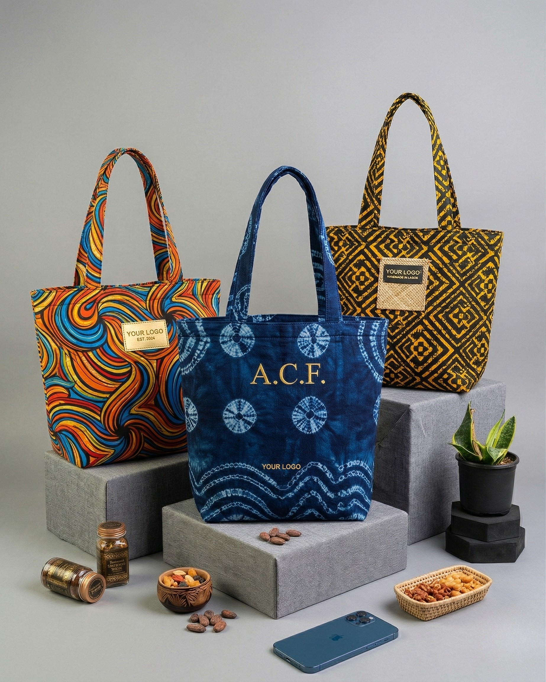 Unique Souvenir Ideas for Wedding in Nigeria with price- Custom Ankara & Adire Tote Bags