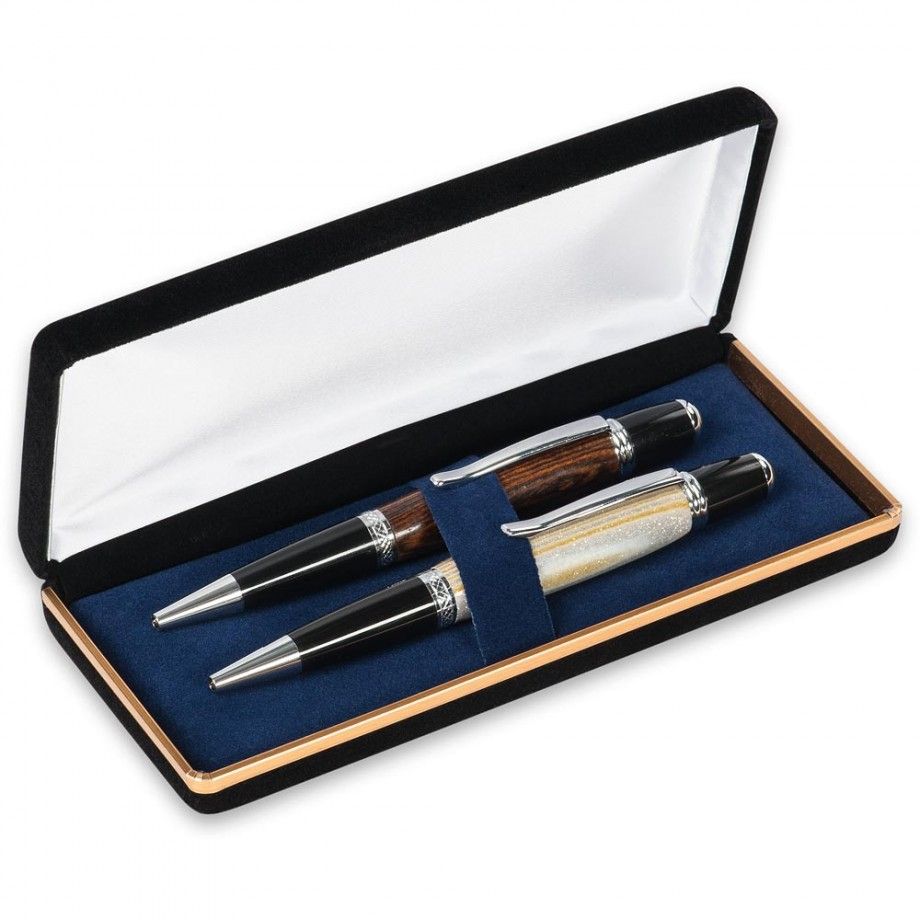 Luxury metal pen set in a velvet case for high-end souvenir ideas in Nigeria.