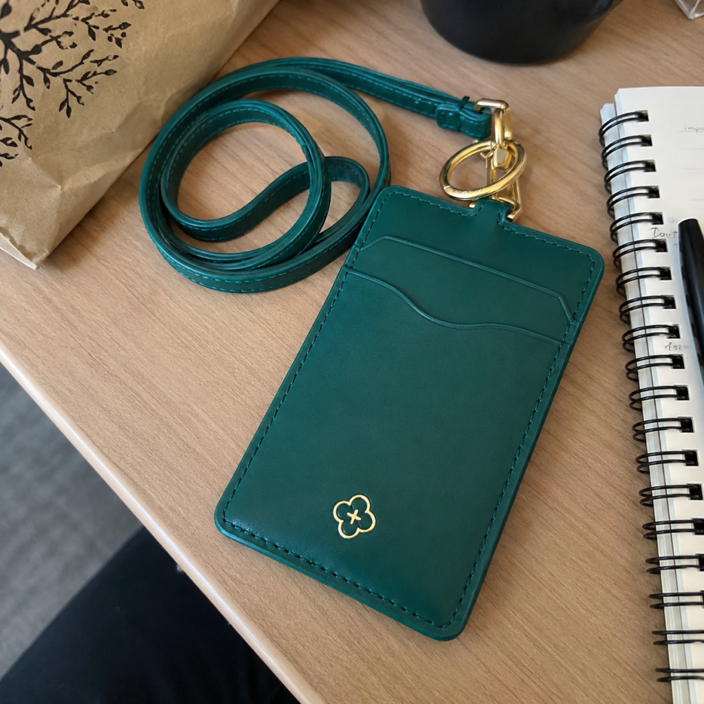 Custom stitched leather ID cardholder - professional gifts for office staff