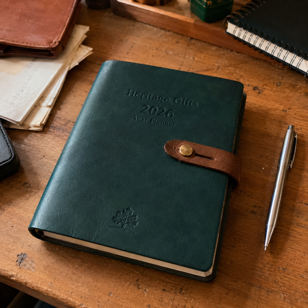 Structured leather-bound daily planner - thoughtful gifts for team members