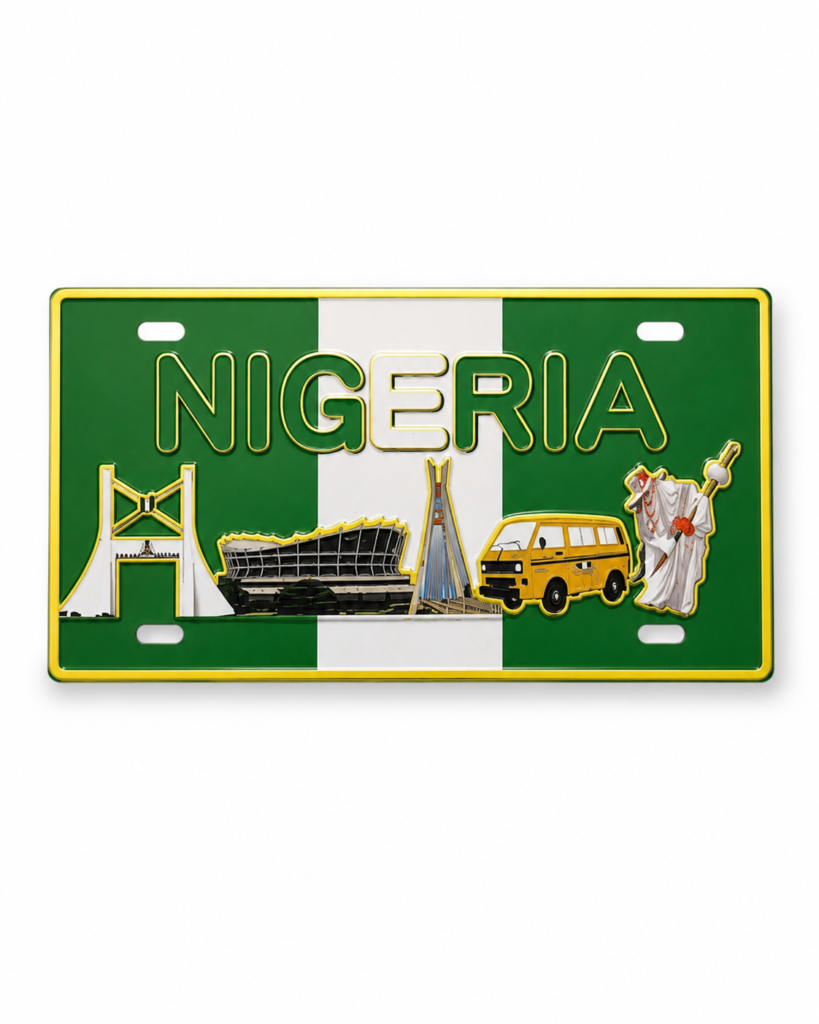 Nigerian magnet collection featuring Zuma Rock, Danfo bus and Ankara patterns