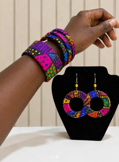 Send gifts to Nigeria from the UK with Ankara Earrings + Matching Banglesdelivered locally