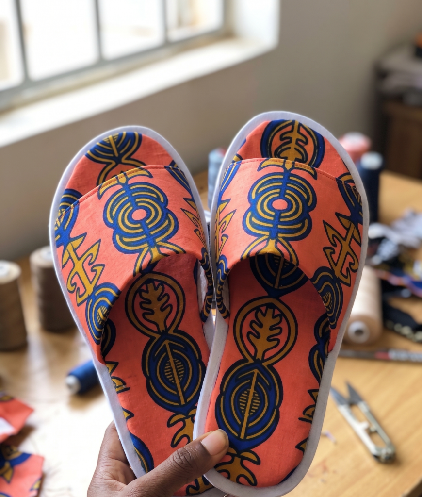 Bulk wedding souvenir ideas in Nigeria: Ankara Print Footwear