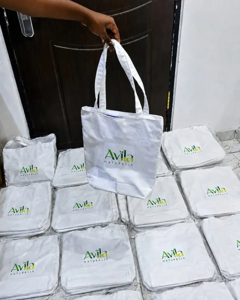 Wholesale tote bags in Nigeria with Ankara print branding for a Lagos corporate event