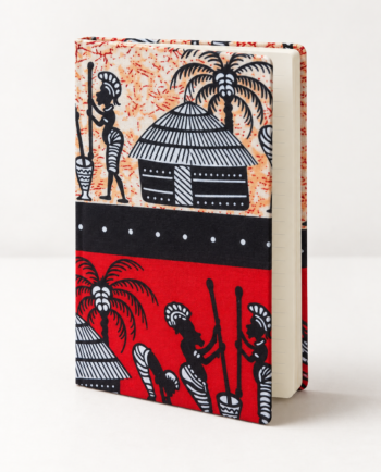 African village print fabric-covered notebook with lined journal pages