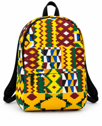 Custom Ankara Backpack highlighting vibrant African prints for secondary school donations.